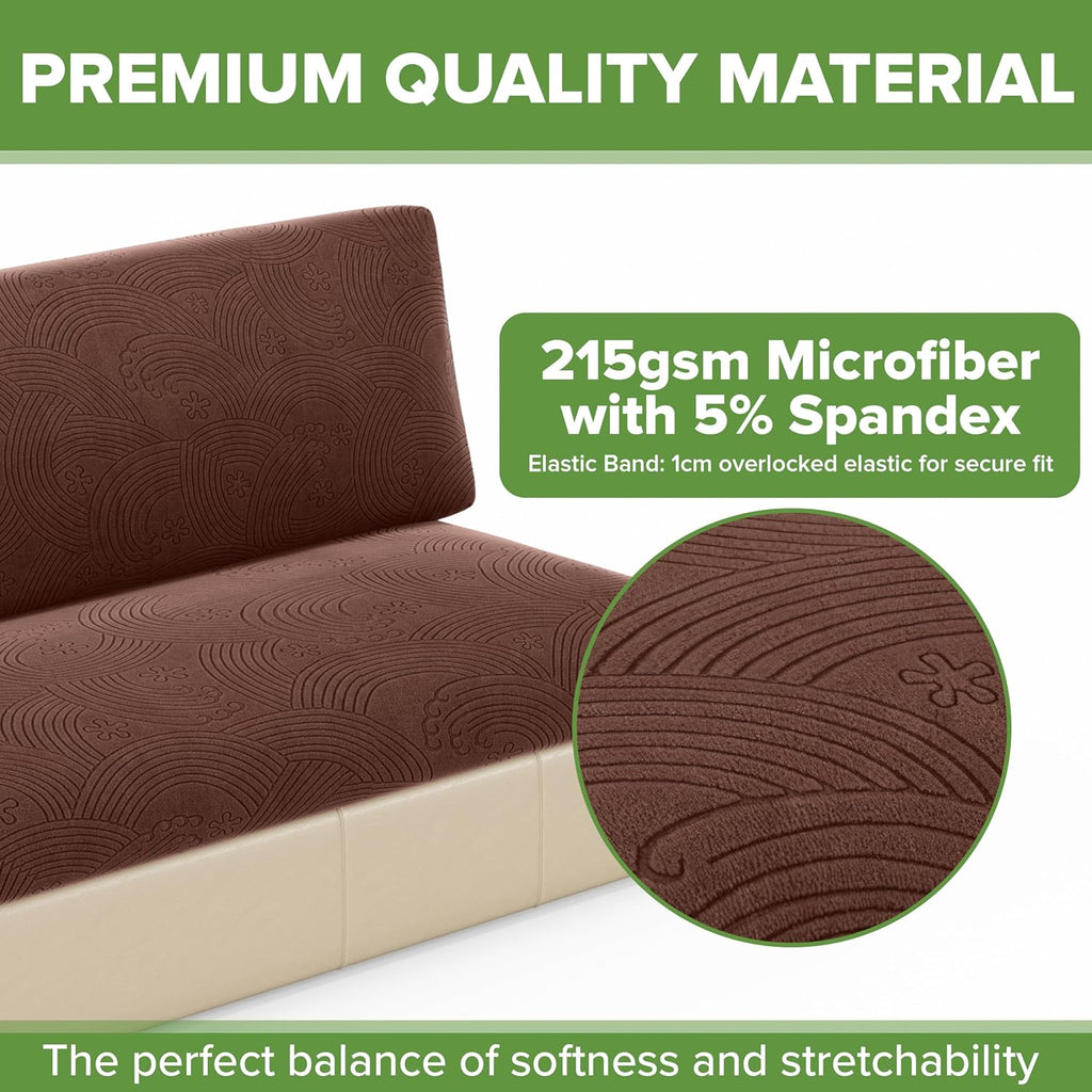 Hudson Comfort RV Couch Covers for Sofa Bed – 2-Piece Backrest and Seat Covers Ideal for Jackknife – Camper Slip Covers for RV Furniture – Super Stretchable Fabric with 1cm Elastic (Chocolate)